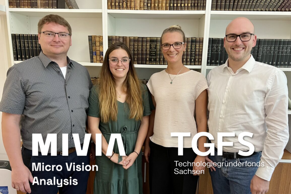 v.l.: Dr.-Ing. Grzegorz Korpała, Jessica Schneider und Miriam Corcoran (alle MiViA) mit Fabian Schaile (TGFS)